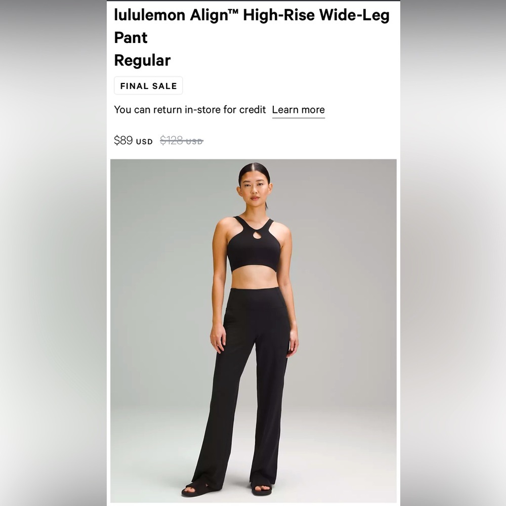 Lululemon Align High Rise Wide Leg Pants sz8 33’ inseam